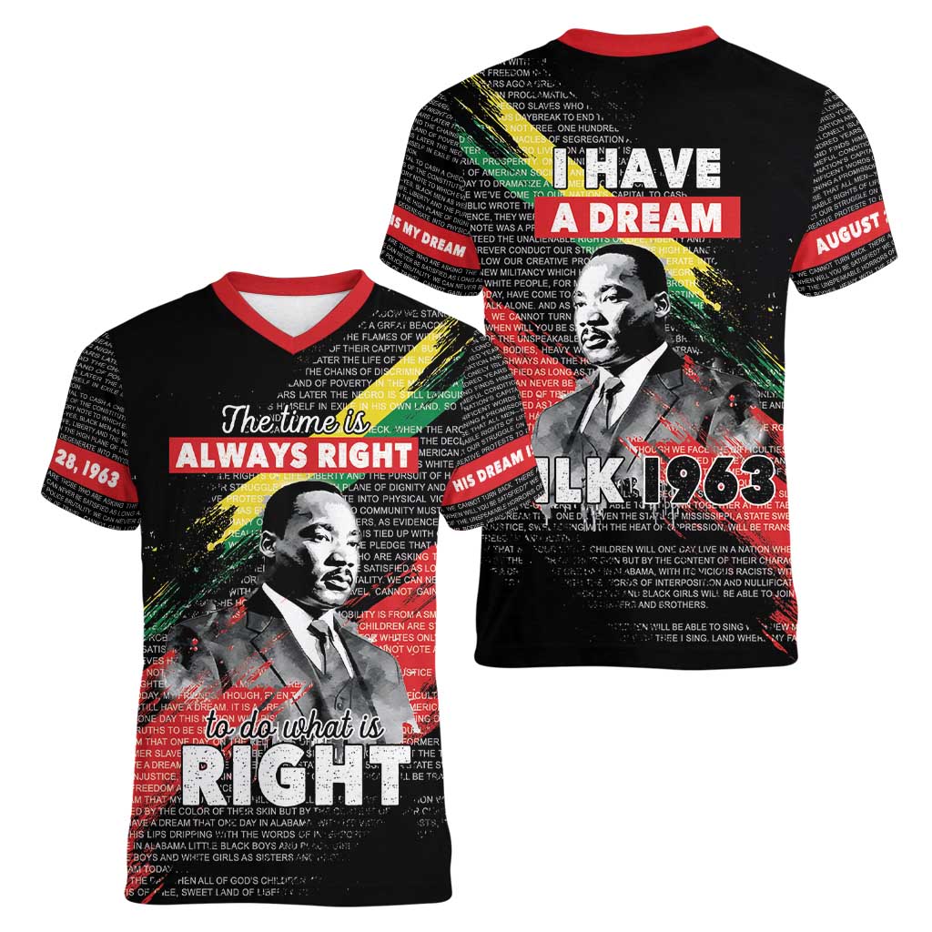 MLK Honoring The Legacy Women V-Neck T-Shirt Black Version LT05 - Wonder Print Shop