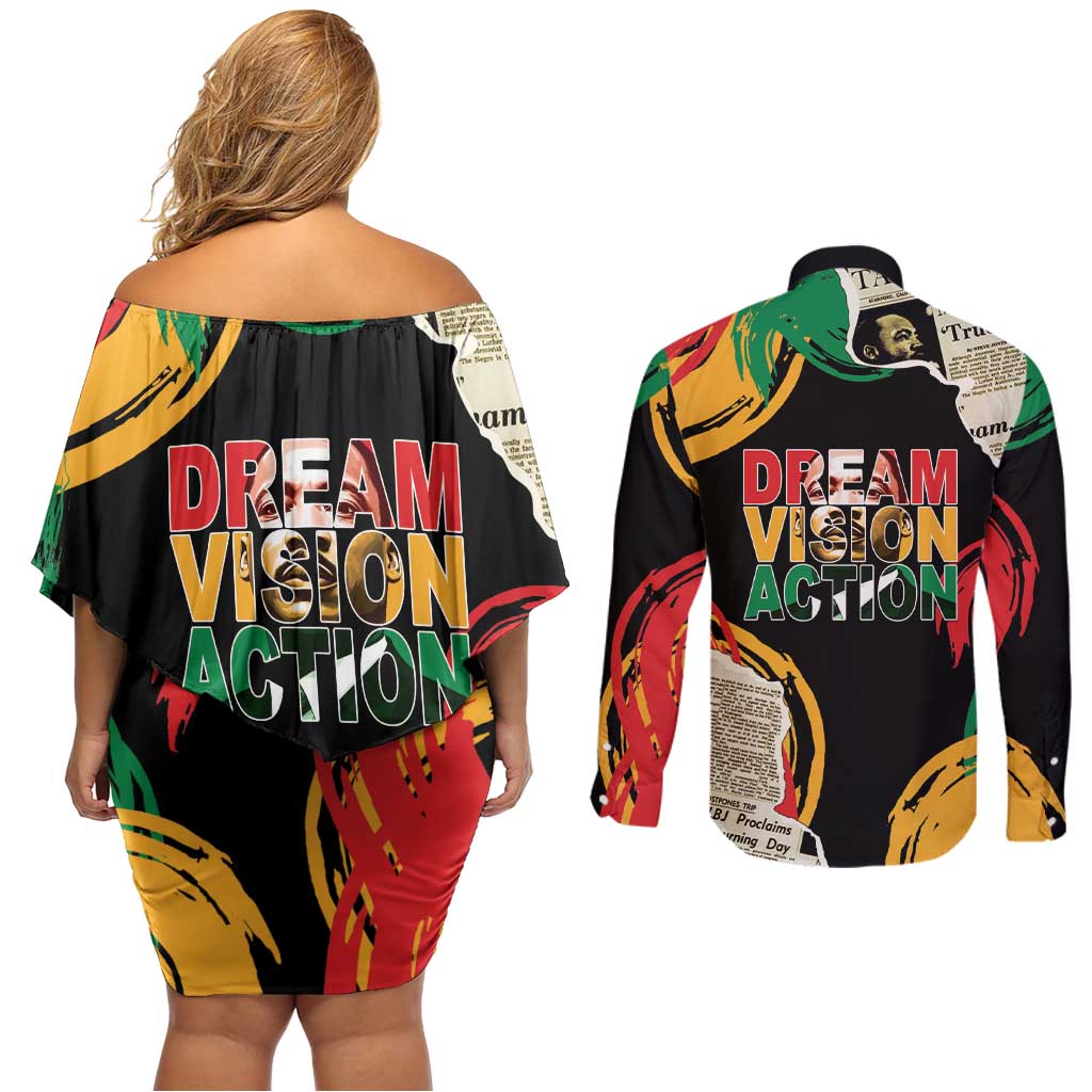 Remembering The Legacy Of MLK Couples Matching Off Shoulder Short Dress and Long Sleeve Button Shirt LT05 - Wonder Print Shop