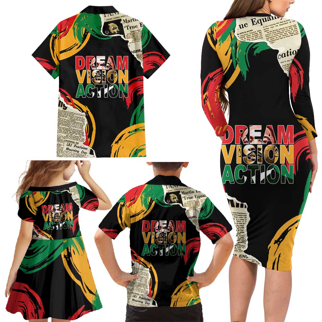 Remembering The Legacy Of MLK Family Matching Long Sleeve Bodycon Dress and Hawaiian Shirt LT05 - Wonder Print Shop