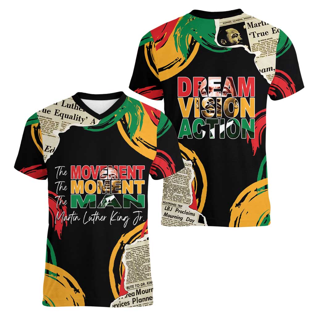 Remembering The Legacy Of MLK Women V-Neck T-Shirt LT05 - Wonder Print Shop