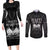 Haiti 1804 Couples Matching Long Sleeve Bodycon Dress and Long Sleeve Button Shirt Polynesian Silver Neg Maron LT05 - Wonder Print Shop