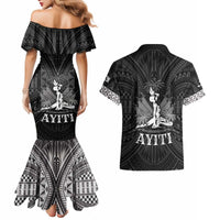 Haiti 1804 Couples Matching Mermaid Dress and Hawaiian Shirt Polynesian Silver Neg Maron LT05 - Wonder Print Shop