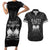 Haiti 1804 Couples Matching Short Sleeve Bodycon Dress and Hawaiian Shirt Polynesian Silver Neg Maron LT05 - Wonder Print Shop