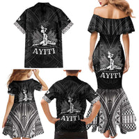 Haiti 1804 Family Matching Mermaid Dress and Hawaiian Shirt Polynesian Silver Neg Maron LT05 - Wonder Print Shop