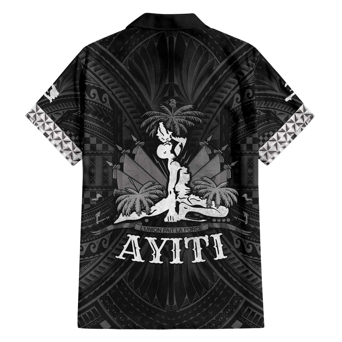 Haiti 1804 Family Matching Off The Shoulder Long Sleeve Dress and Hawaiian Shirt Polynesian Silver Neg Maron LT05 - Wonder Print Shop