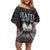 Haiti 1804 Family Matching Off Shoulder Short Dress and Hawaiian Shirt Polynesian Silver Neg Maron LT05 - Wonder Print Shop