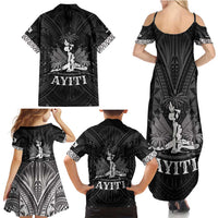 Haiti 1804 Family Matching Summer Maxi Dress and Hawaiian Shirt Polynesian Silver Neg Maron LT05 - Wonder Print Shop