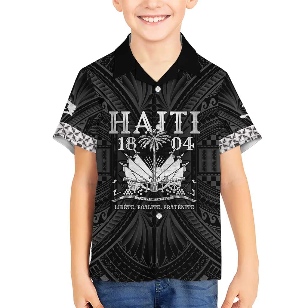 Haiti 1804 Kid Hawaiian Shirt Polynesian Silver Neg Maron LT05 - Wonder Print Shop