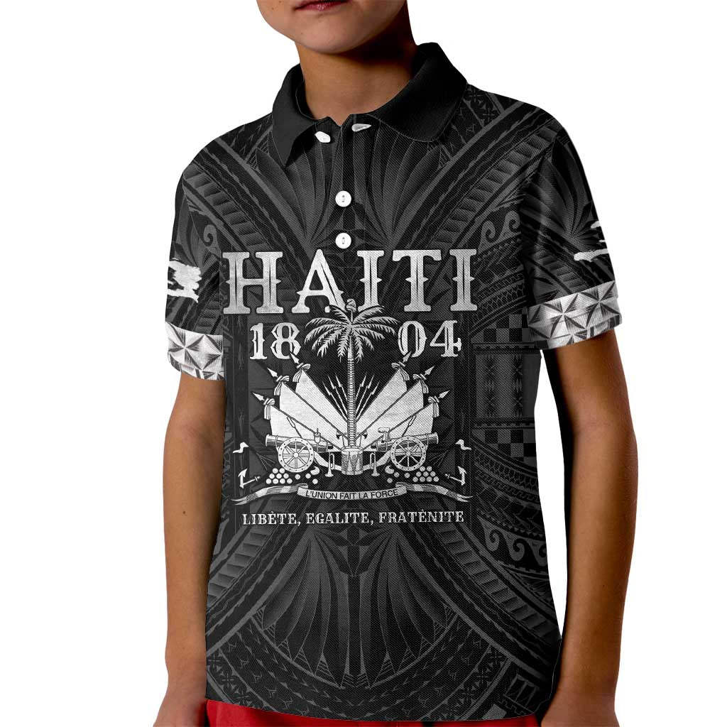 Haiti 1804 Kid Polo Shirt Polynesian Silver Neg Maron LT05 - Wonder Print Shop