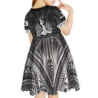 Haiti 1804 Kid Short Sleeve Dress Polynesian Silver Neg Maron LT05 - Wonder Print Shop