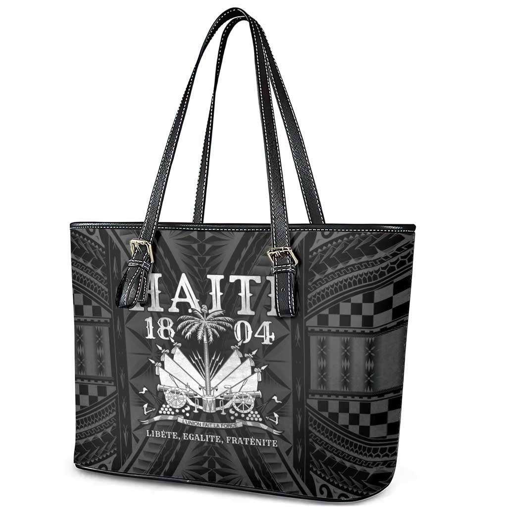 Haiti 1804 Leather Tote Bag Polynesian Silver Neg Maron LT05 - Wonder Print Shop