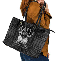 Haiti 1804 Leather Tote Bag Polynesian Silver Neg Maron LT05 - Wonder Print Shop