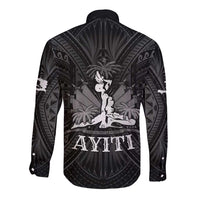 Haiti 1804 Long Sleeve Button Shirt Polynesian Silver Neg Maron LT05 - Wonder Print Shop