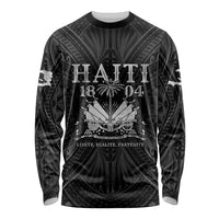 Haiti 1804 Long Sleeve Shirt Polynesian Silver Neg Maron LT05 - Wonder Print Shop