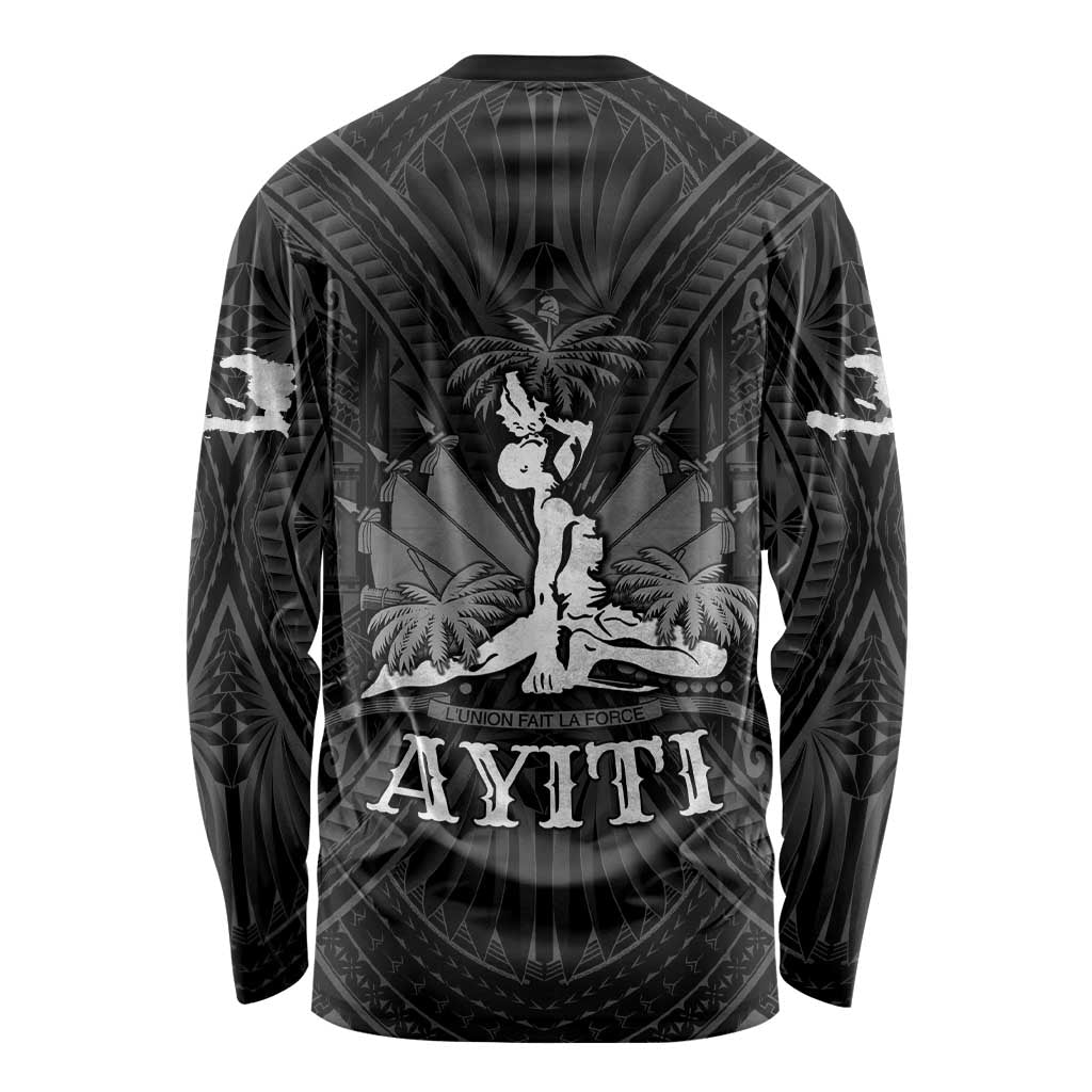 Haiti 1804 Long Sleeve Shirt Polynesian Silver Neg Maron LT05 - Wonder Print Shop