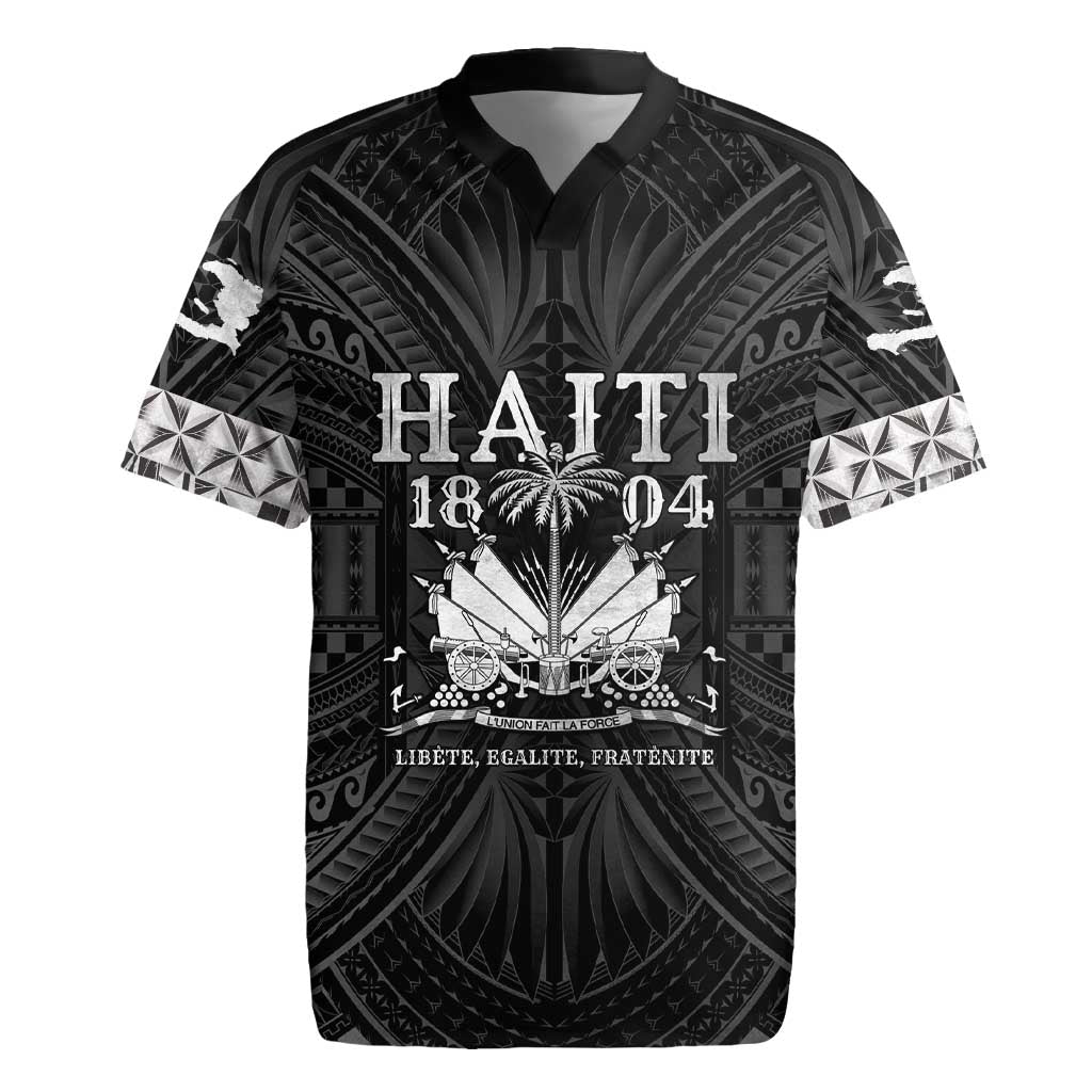 Haiti 1804 Rugby Jersey Polynesian Silver Neg Maron LT05 - Wonder Print Shop