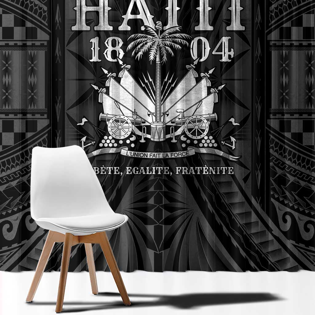 Haiti 1804 Window Curtain Polynesian Silver Neg Maron LT05 - Wonder Print Shop