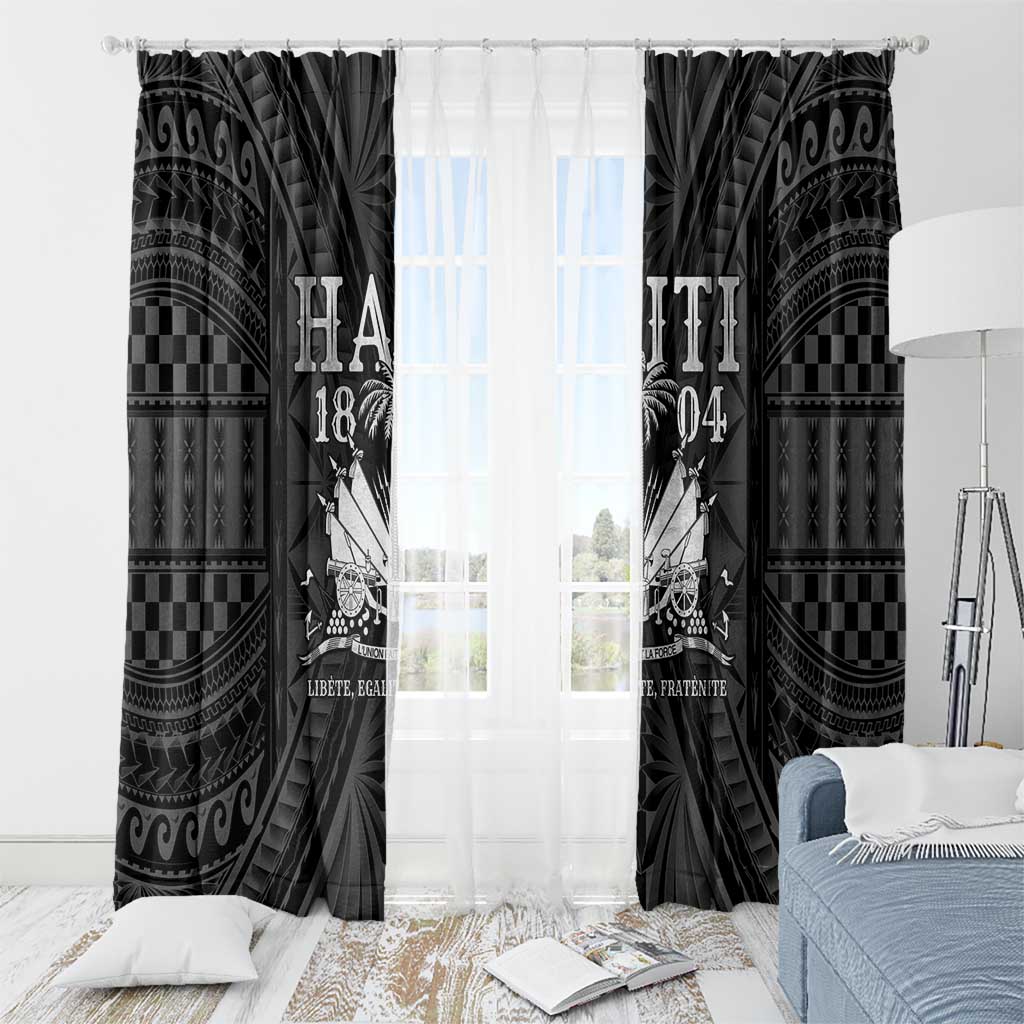 Haiti 1804 Window Curtain Polynesian Silver Neg Maron LT05 - Wonder Print Shop