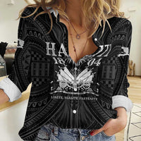 Haiti 1804 Women Casual Shirt Polynesian Silver Neg Maron LT05 - Wonder Print Shop