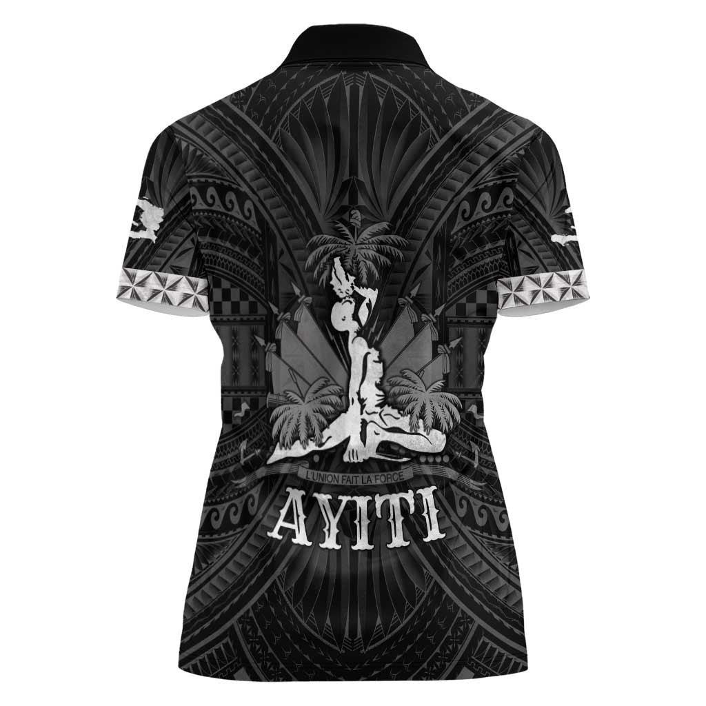 Haiti 1804 Women Polo Shirt Polynesian Silver Neg Maron LT05 - Wonder Print Shop