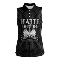 Haiti 1804 Women Sleeveless Polo Shirt Polynesian Silver Neg Maron LT05 - Wonder Print Shop