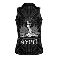 Haiti 1804 Women Sleeveless Polo Shirt Polynesian Silver Neg Maron LT05 - Wonder Print Shop