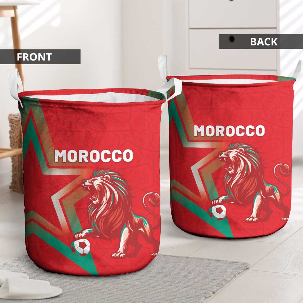 Morocco WC Football 2026 Laundry Basket Go Champions Lion Spirit - Wonder Print Shop