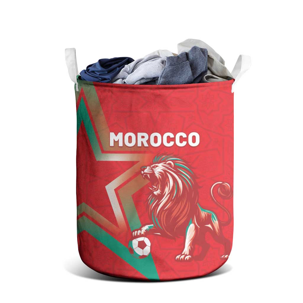 Morocco WC Football 2026 Laundry Basket Go Champions Lion Spirit - Wonder Print Shop