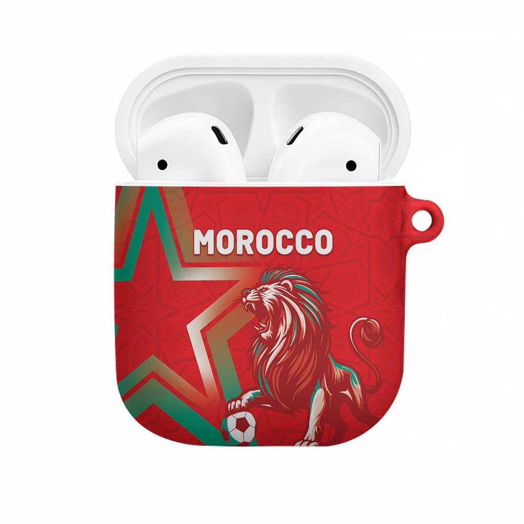 Morocco WC Football 2026 AirPods Case Go Champions Lion Spirit - Wonder Print Shop