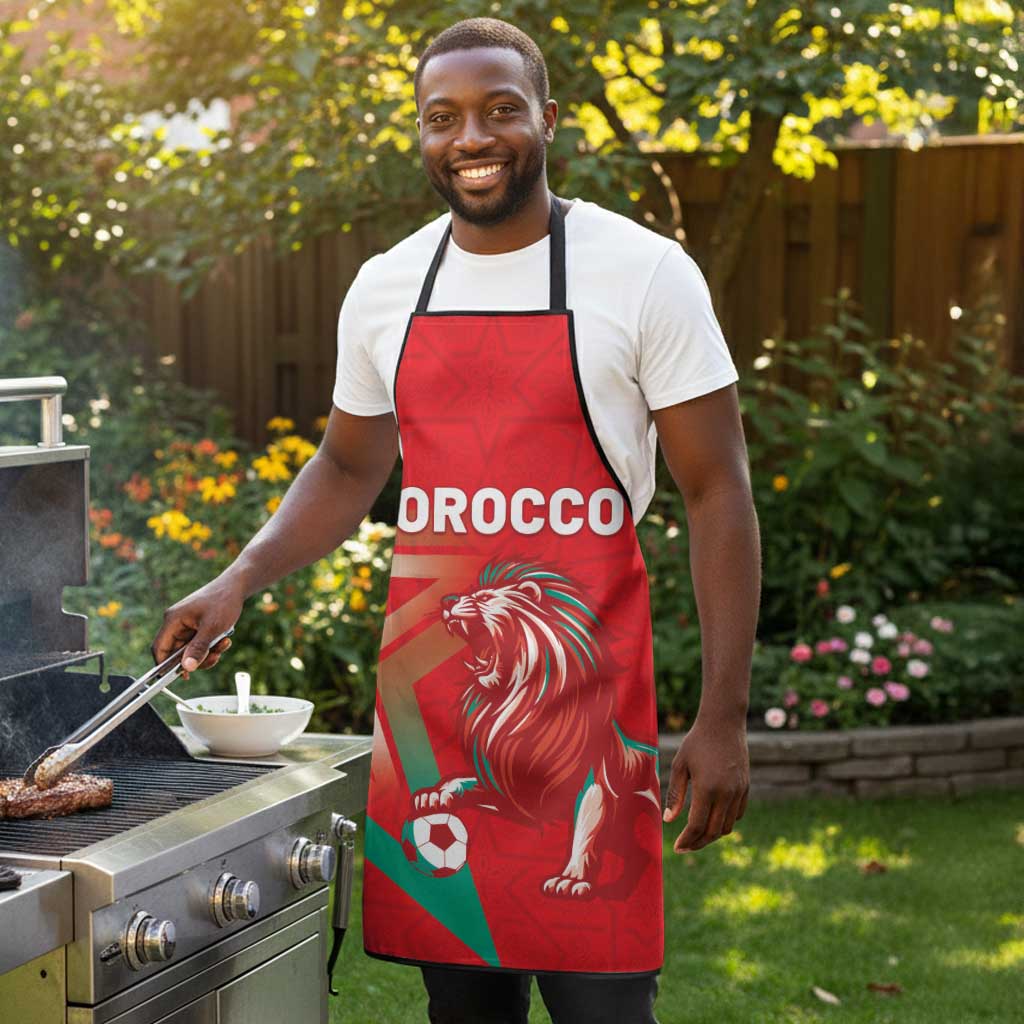 Morocco WC Football 2026 Apron Go Champions Lion Spirit - Wonder Print Shop