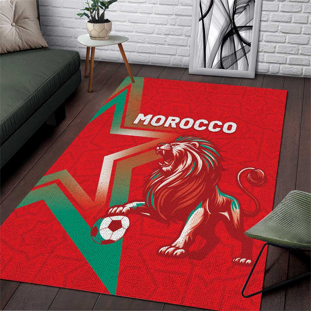 Morocco WC Football 2026 Area Rug Go Champions Lion Spirit - Wonder Print Shop