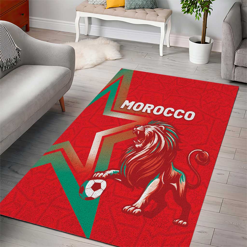 Morocco WC Football 2026 Area Rug Go Champions Lion Spirit - Wonder Print Shop