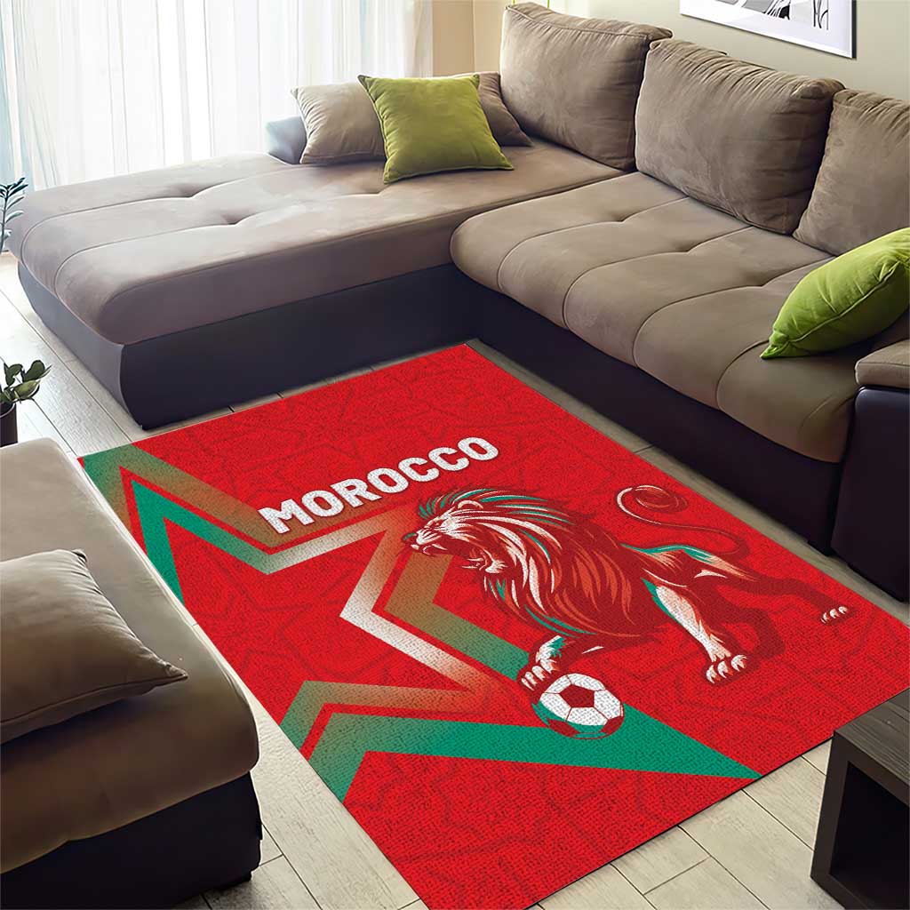 Morocco WC Football 2026 Area Rug Go Champions Lion Spirit - Wonder Print Shop