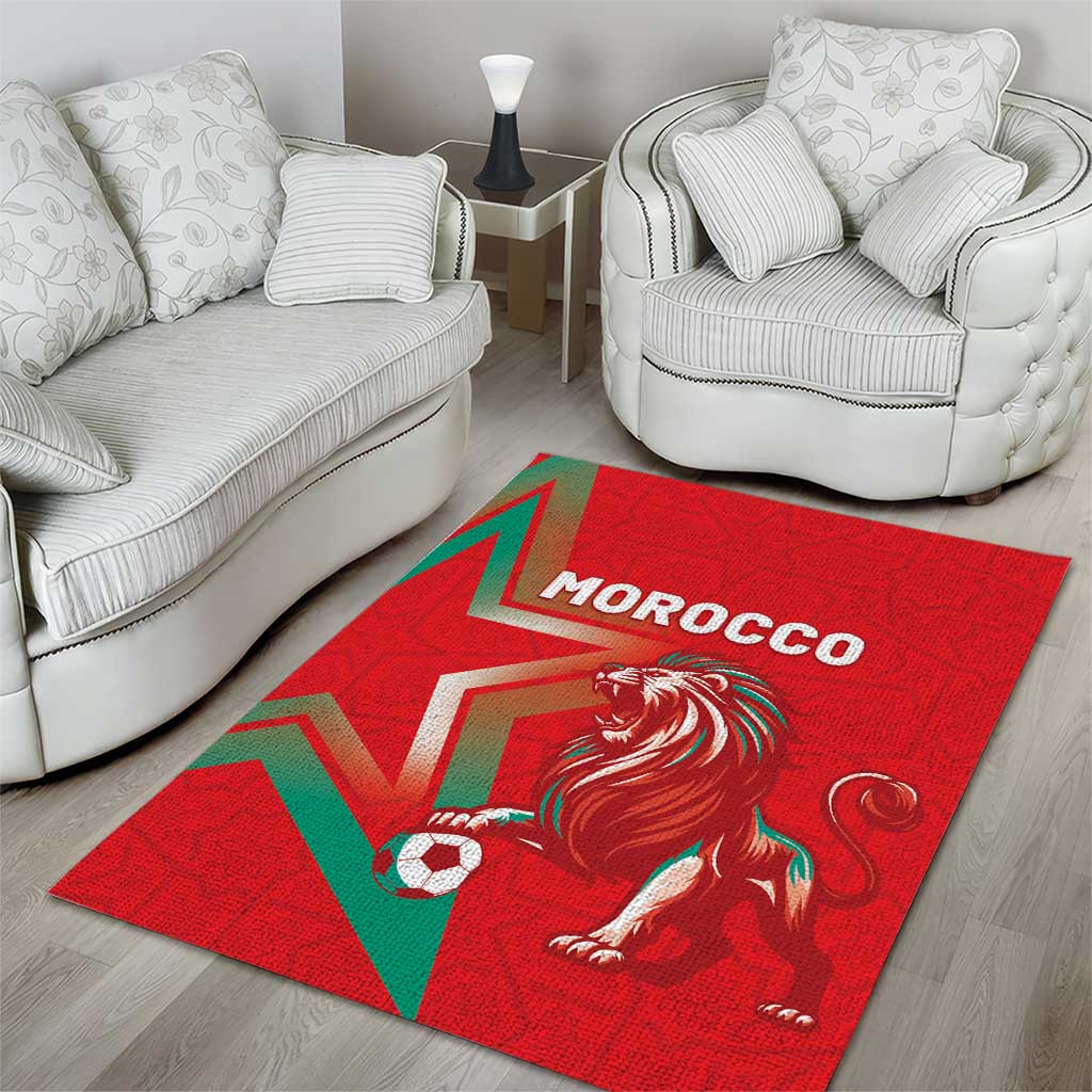 Morocco WC Football 2026 Area Rug Go Champions Lion Spirit - Wonder Print Shop