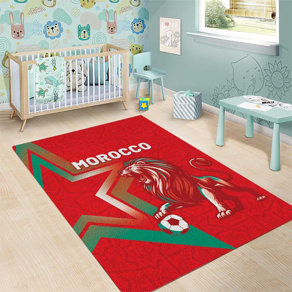 Morocco WC Football 2026 Area Rug Go Champions Lion Spirit - Wonder Print Shop
