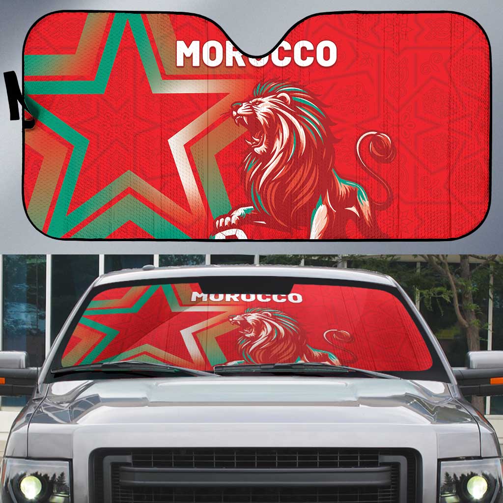 Morocco WC Football 2026 Auto Sun Shade Go Champions Lion Spirit - Wonder Print Shop