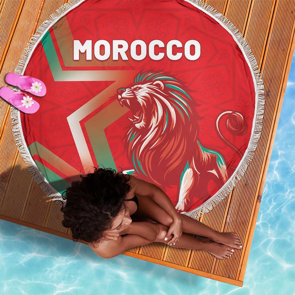 Morocco WC Football 2026 Beach Blanket Go Champions Lion Spirit - Wonder Print Shop