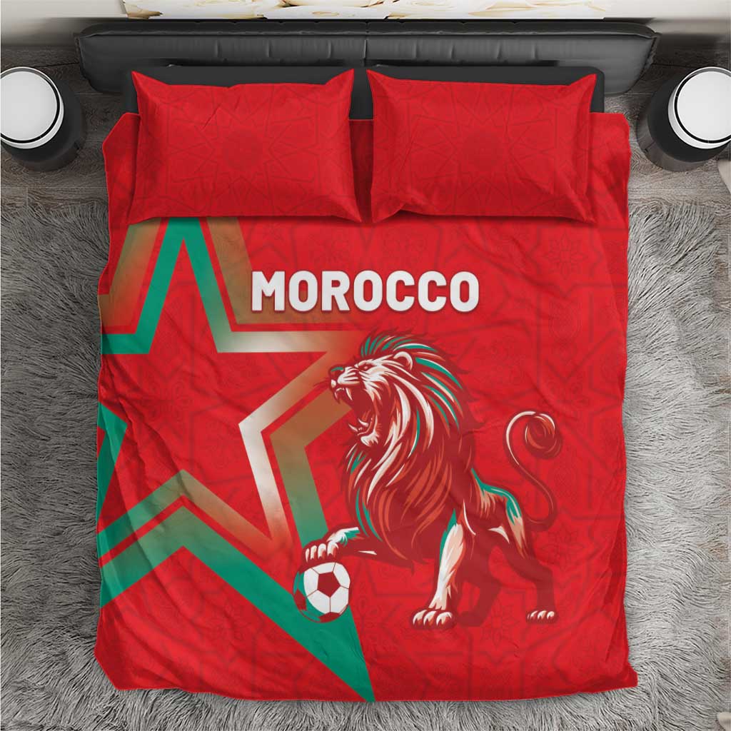 Morocco WC Football 2026 Bedding Set Go Champions Lion Spirit - Wonder Print Shop
