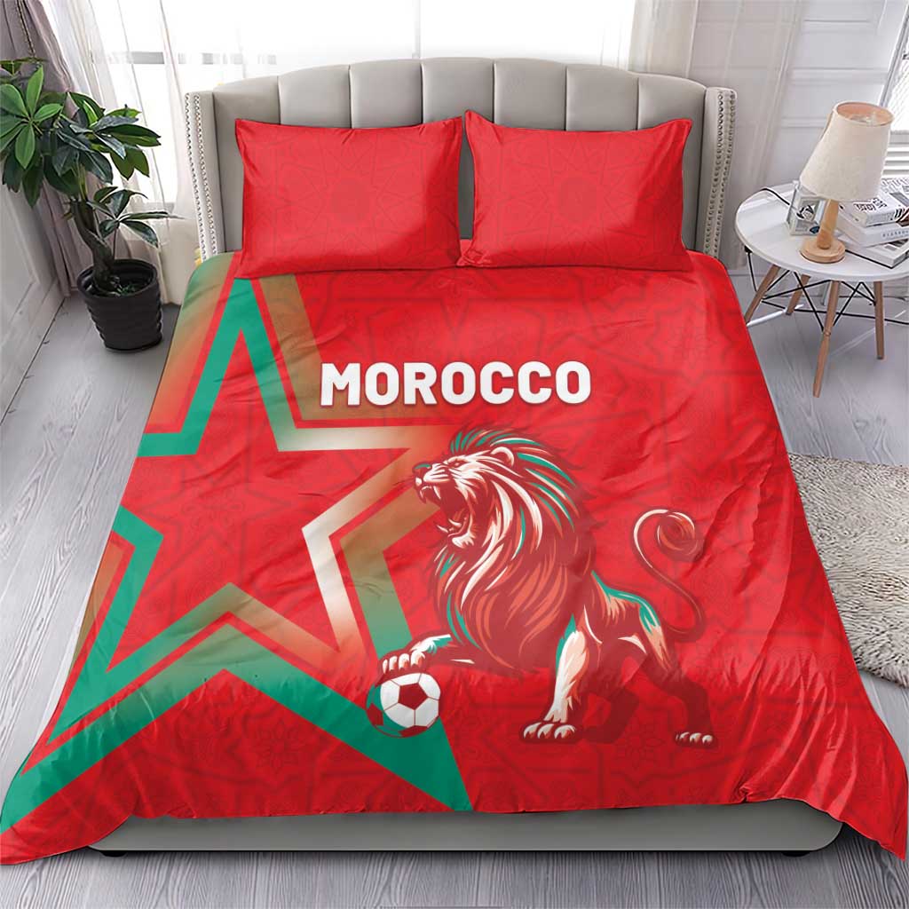 Morocco WC Football 2026 Bedding Set Go Champions Lion Spirit - Wonder Print Shop