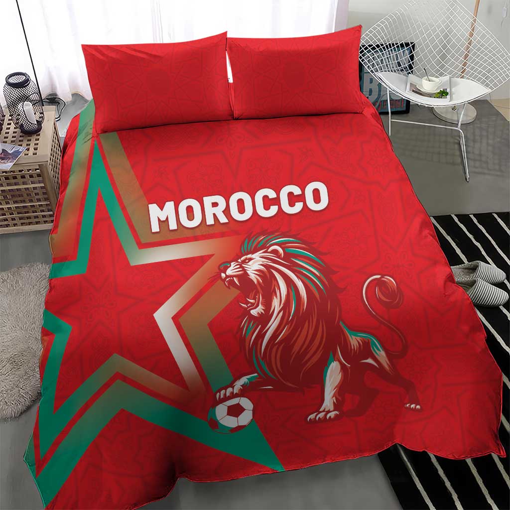 Morocco WC Football 2026 Bedding Set Go Champions Lion Spirit - Wonder Print Shop