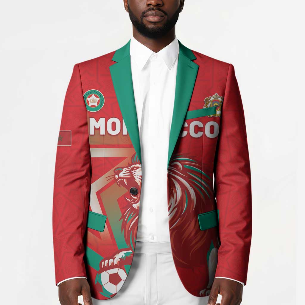 Custom Morocco WC Football 2026 Blazer Go Champions Lion Spirit - Wonder Print Shop