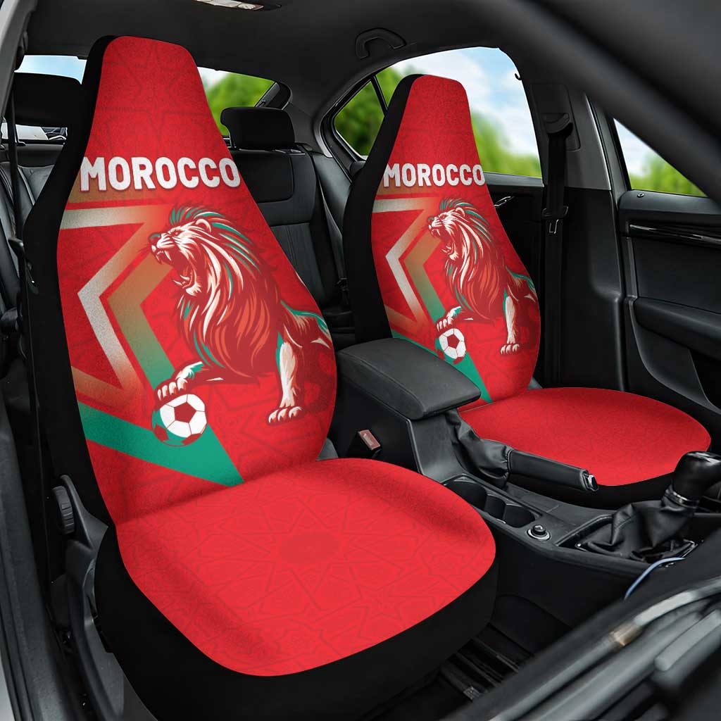 Morocco WC Football 2026 Car Seat Cover Go Champions Lion Spirit - Wonder Print Shop
