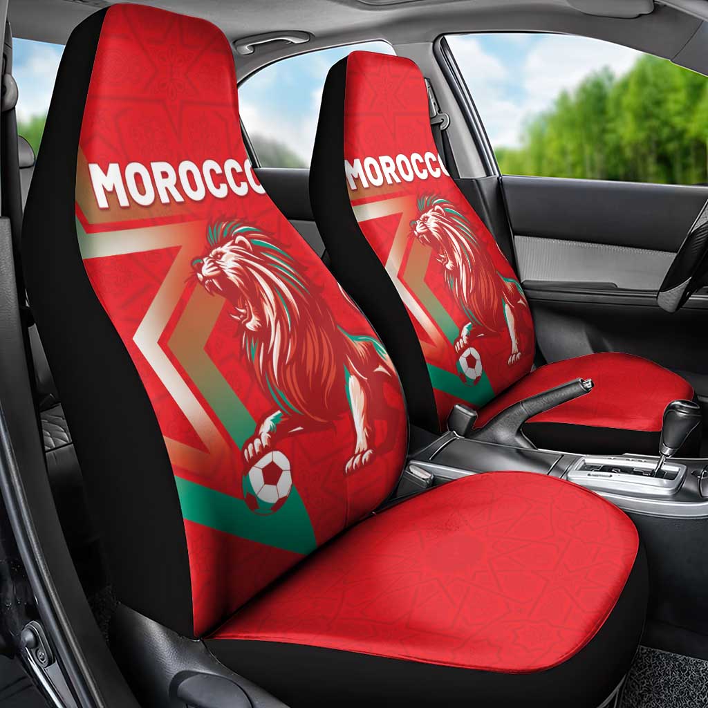 Morocco WC Football 2026 Car Seat Cover Go Champions Lion Spirit - Wonder Print Shop