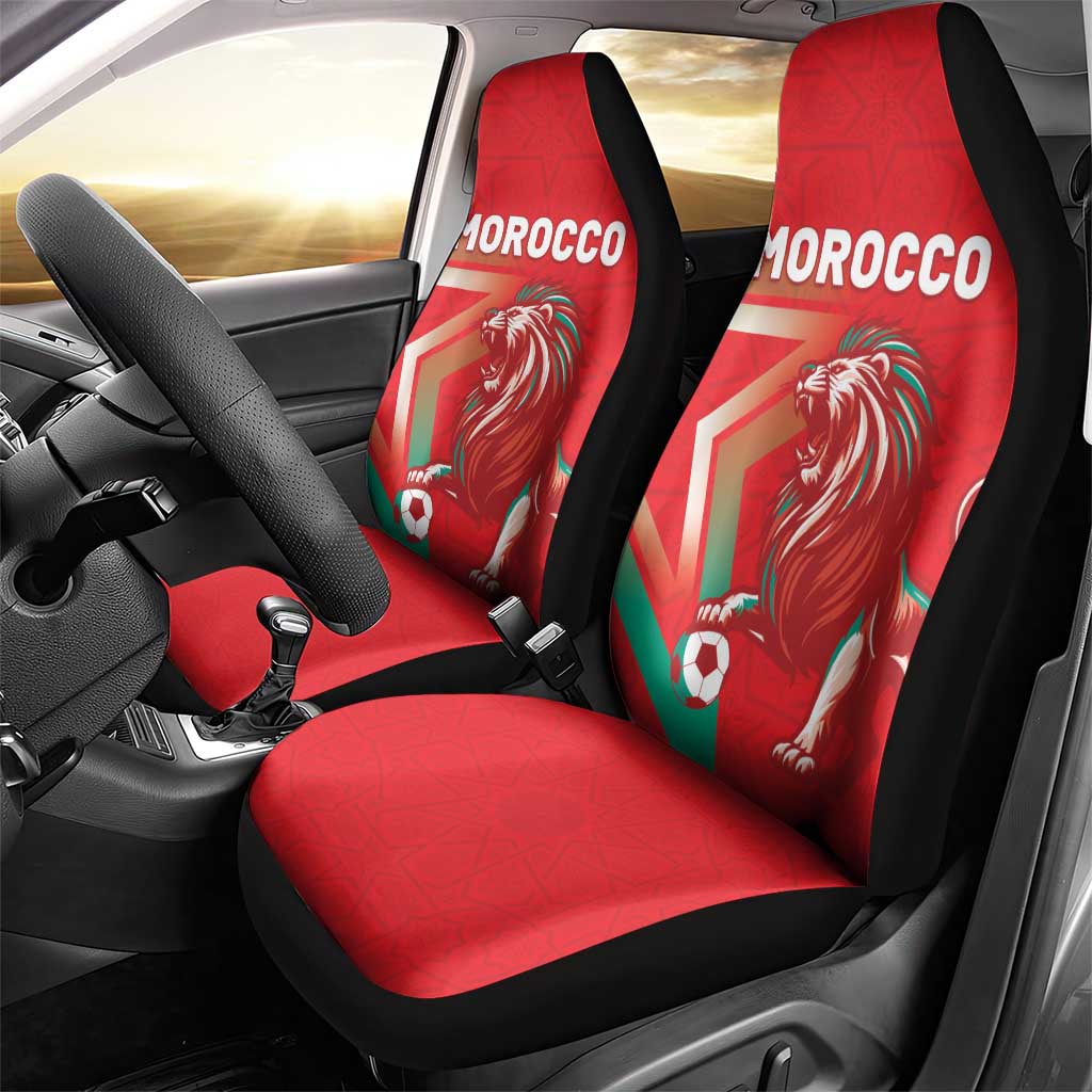 Morocco WC Football 2026 Car Seat Cover Go Champions Lion Spirit - Wonder Print Shop