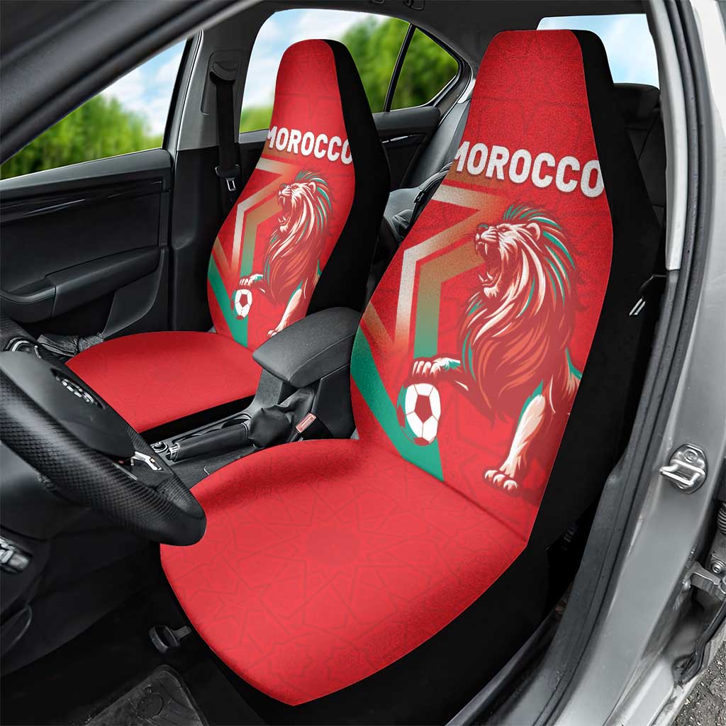 Morocco WC Football 2026 Car Seat Cover Go Champions Lion Spirit - Wonder Print Shop