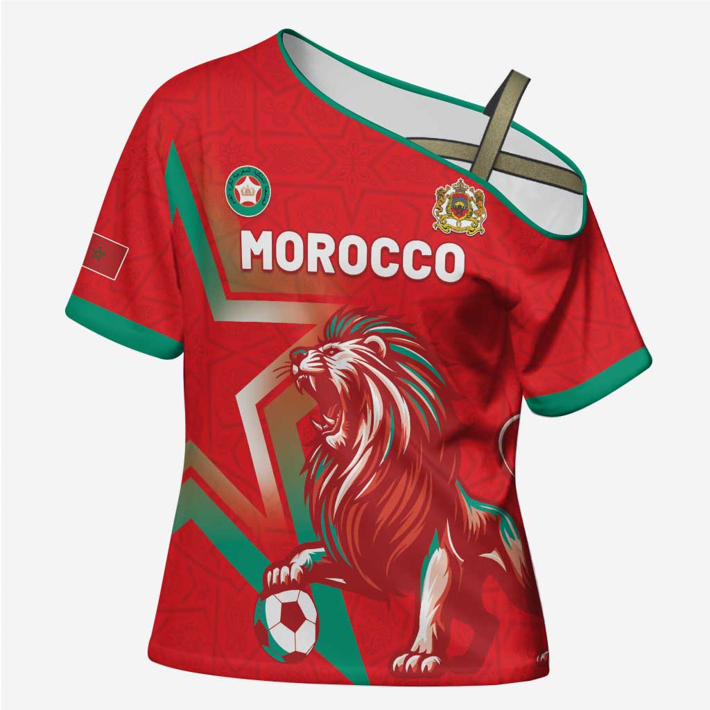 Custom Morocco WC Football 2026 Cross Shoulder Shirt Go Champions Lion Spirit - Wonder Print Shop