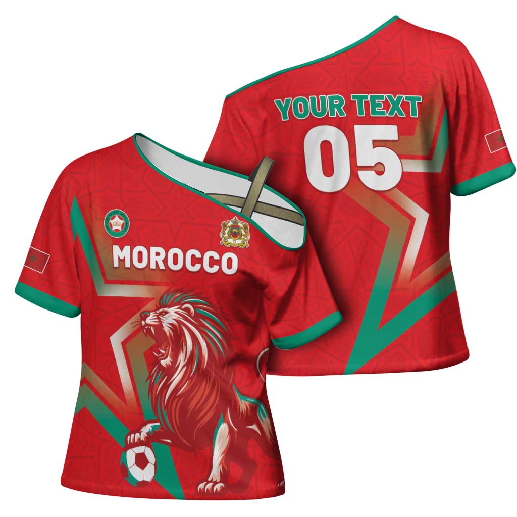 Custom Morocco WC Football 2026 Cross Shoulder Shirt Go Champions Lion Spirit - Wonder Print Shop