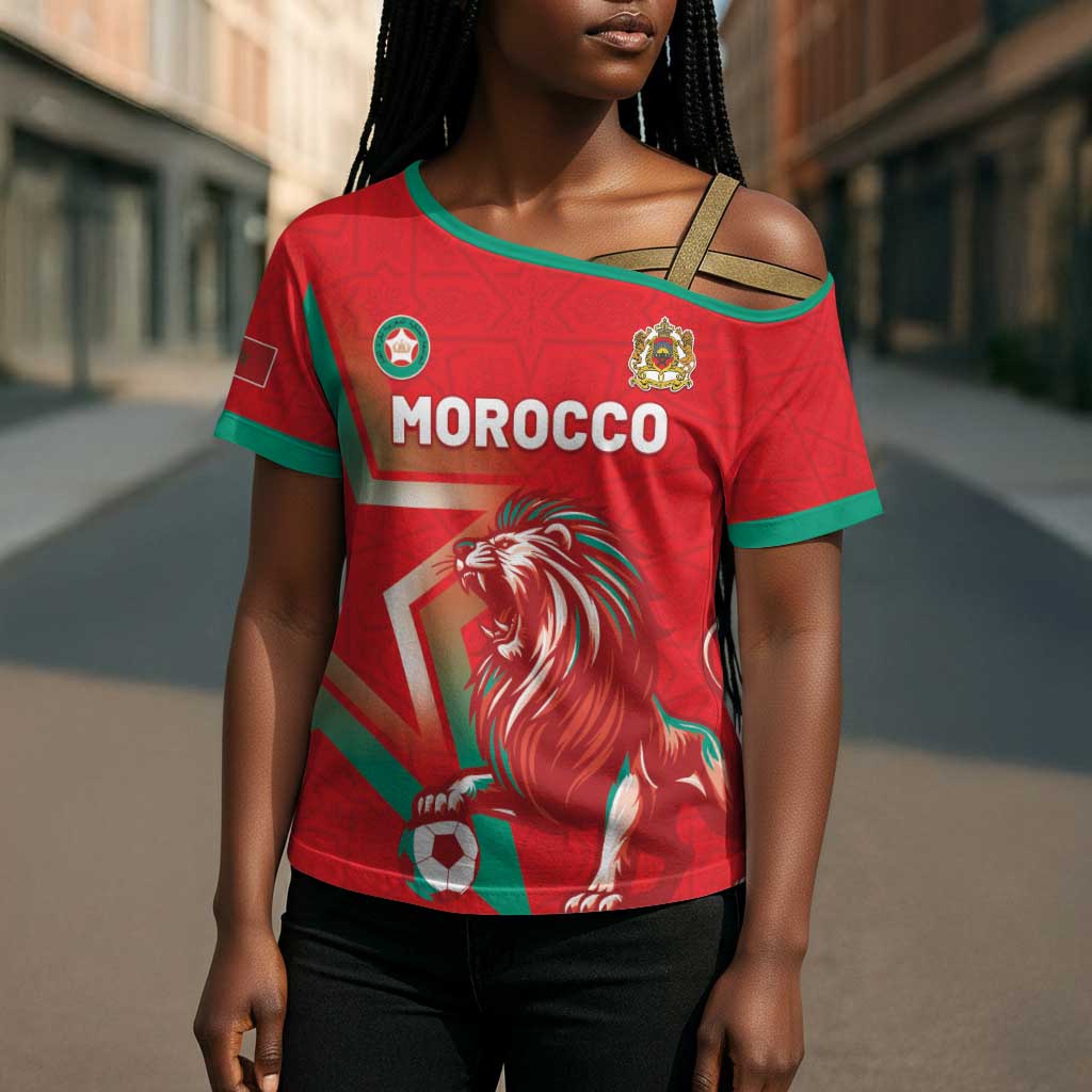 Custom Morocco WC Football 2026 Cross Shoulder Shirt Go Champions Lion Spirit - Wonder Print Shop
