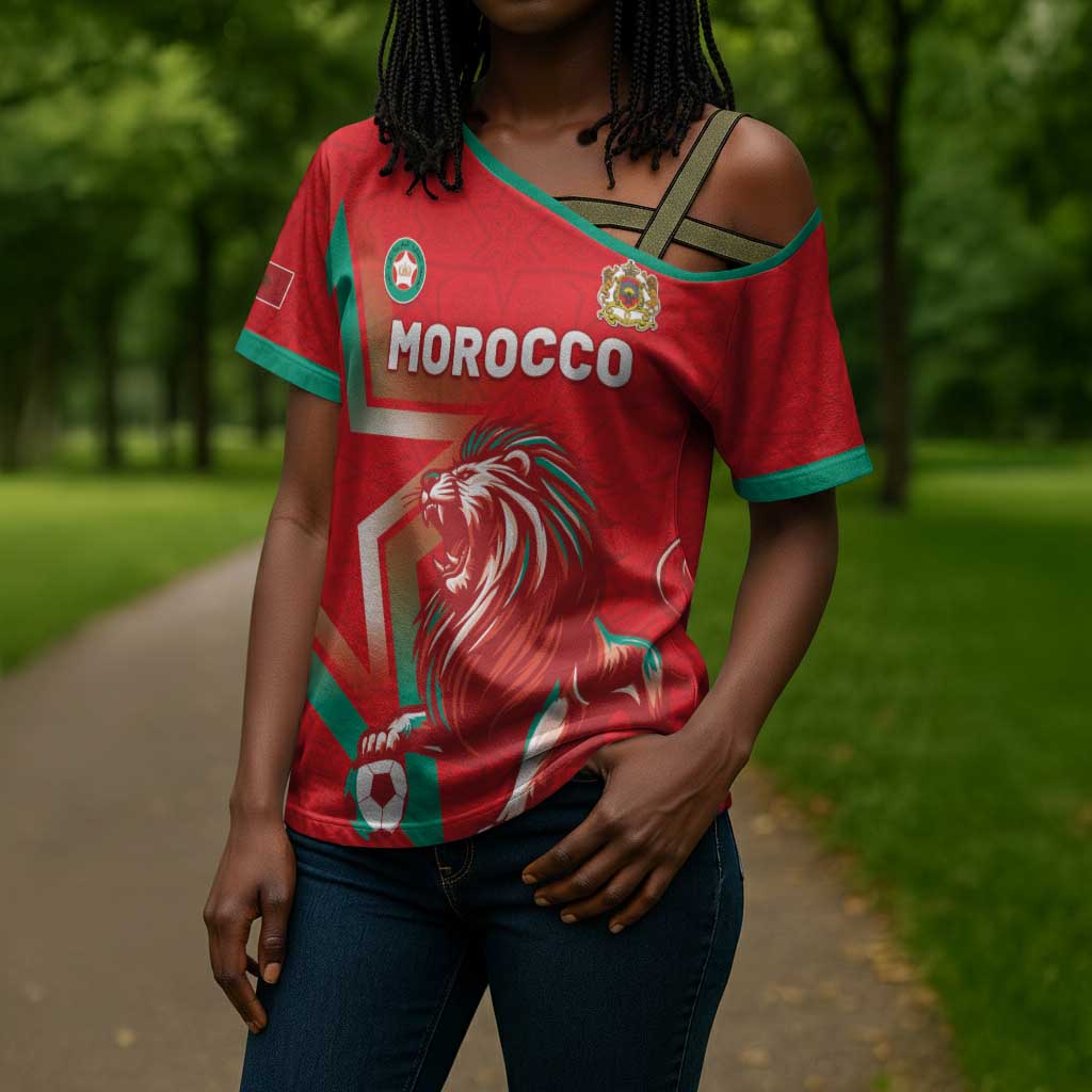 Custom Morocco WC Football 2026 Cross Shoulder Shirt Go Champions Lion Spirit - Wonder Print Shop