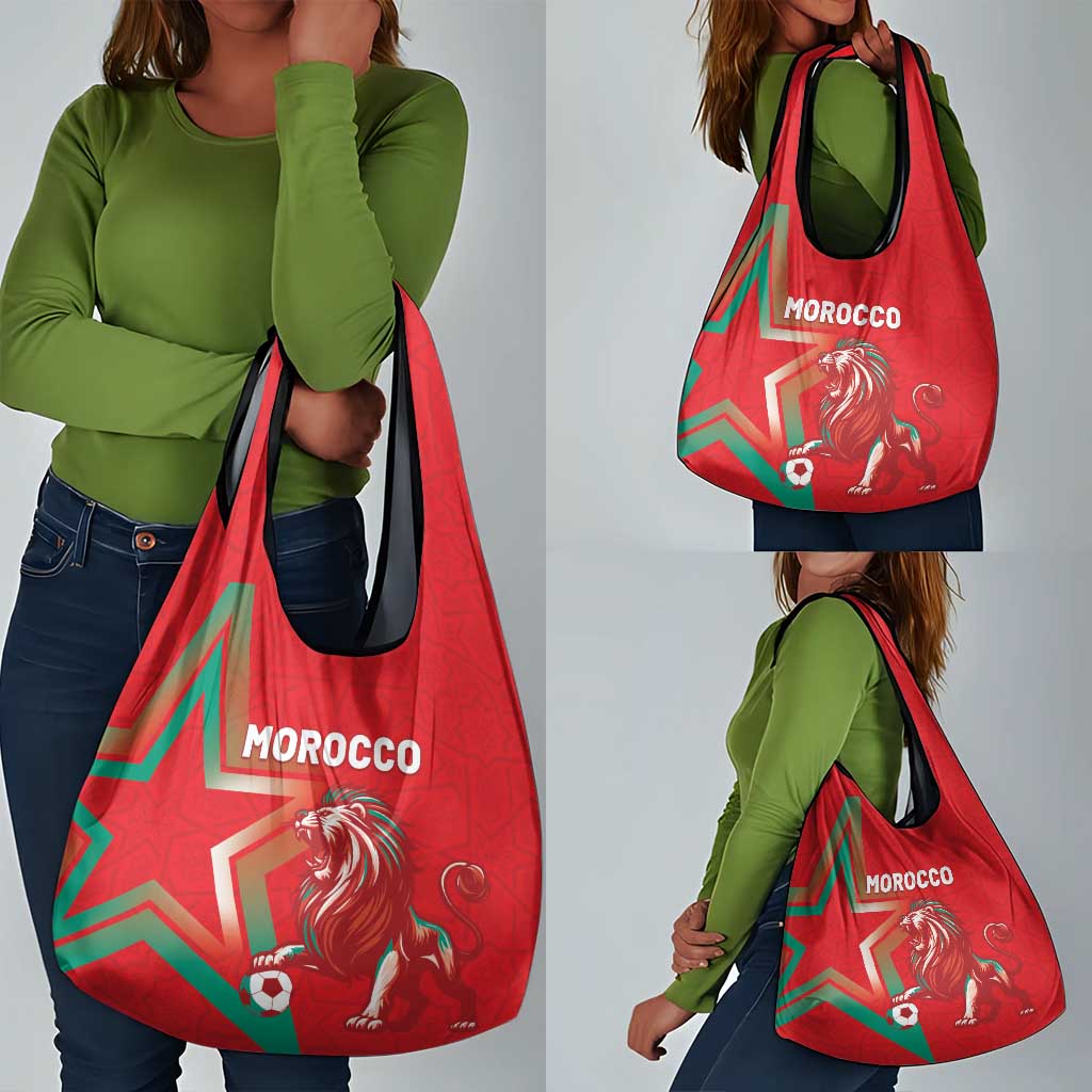 Morocco WC Football 2026 Grocery Bag Go Champions Lion Spirit - Wonder Print Shop